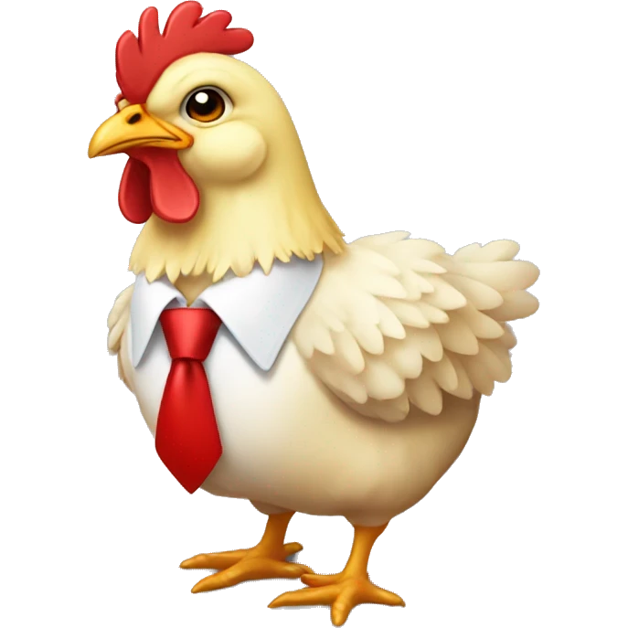 cute chicken wearing a red tie full body emoji