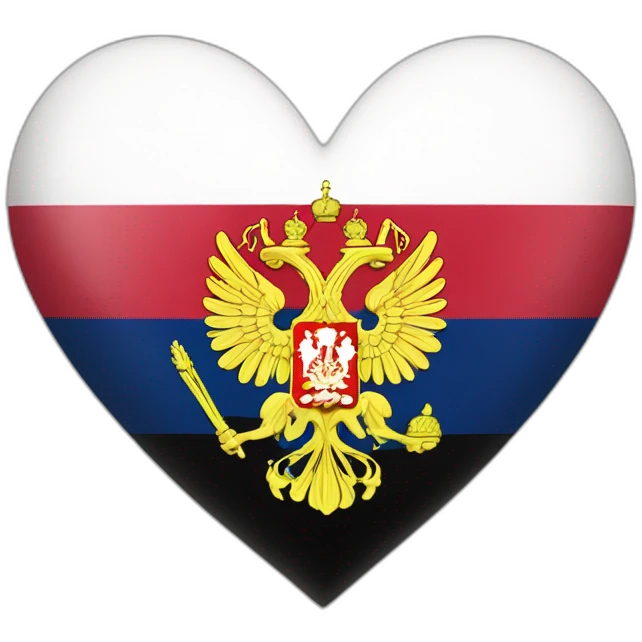 russian empire flag (black yellow white colors) in heart like IOS emoji emoji