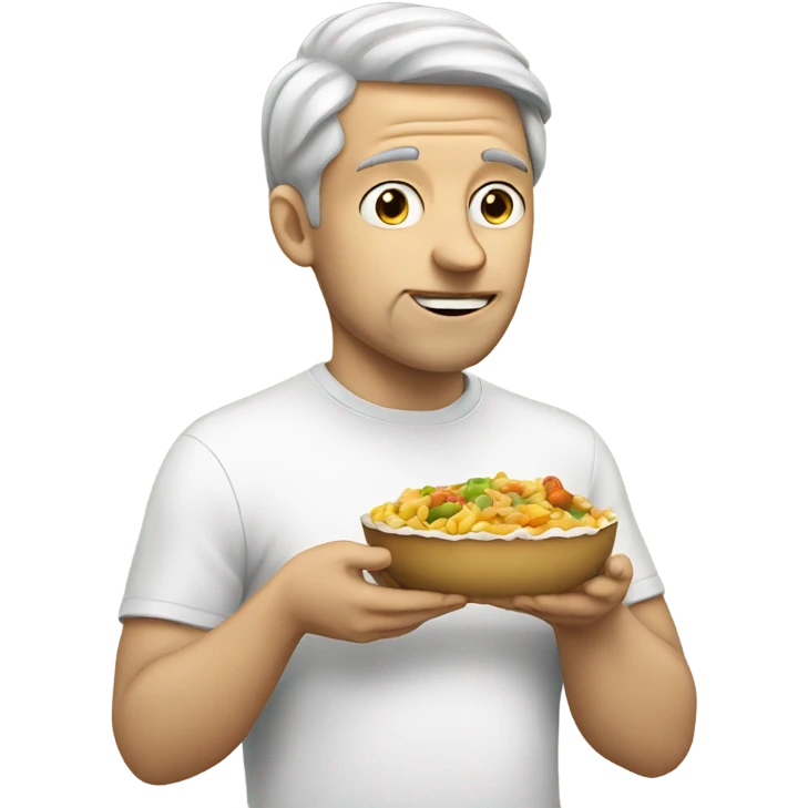 White man who eats a lot of food emoji