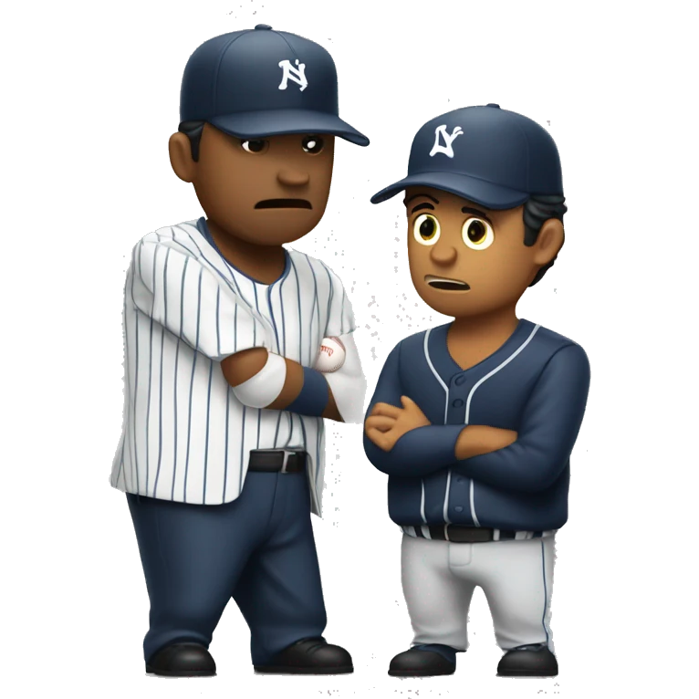 Baseball executive angrily negotiating with a Latino player in pinstripes emoji