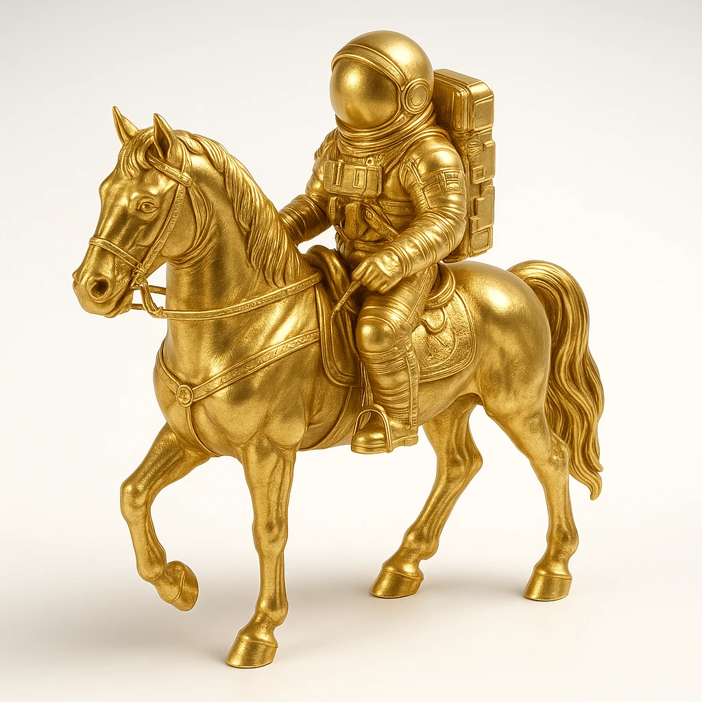 astronaut on horseback with stars in background emoji