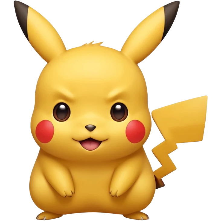 Pikachu inspired by Pokemon, cute and expressive, yellow with red cheeks, simple and bold design, surprised expression emoji