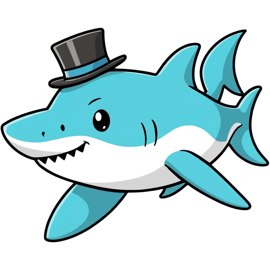 Shark with a top hat emoji