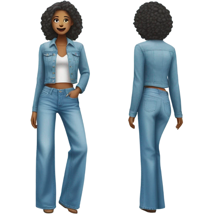 Realistic Wide Long leg high waisted light blue jeans, isolated emoji