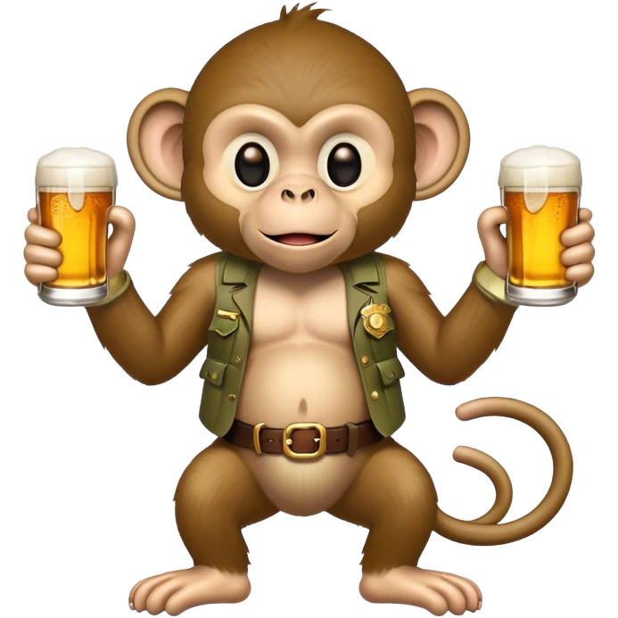 Monkey with beer and guns emoji