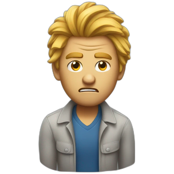 A man that is very angry. He pulls his hairs strongly. emoji
