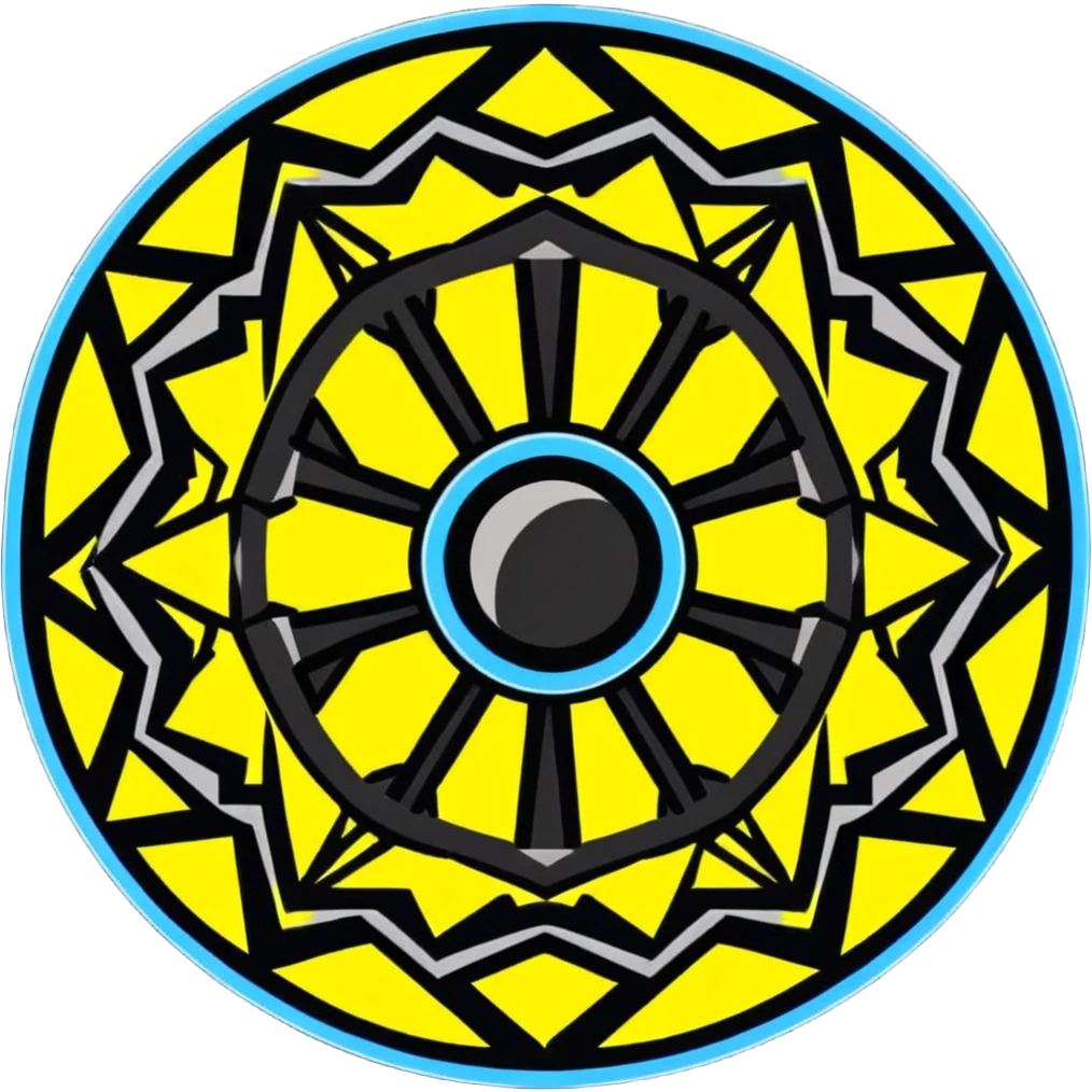 kaleidoscope effect in black, white, and neon yellow emoji