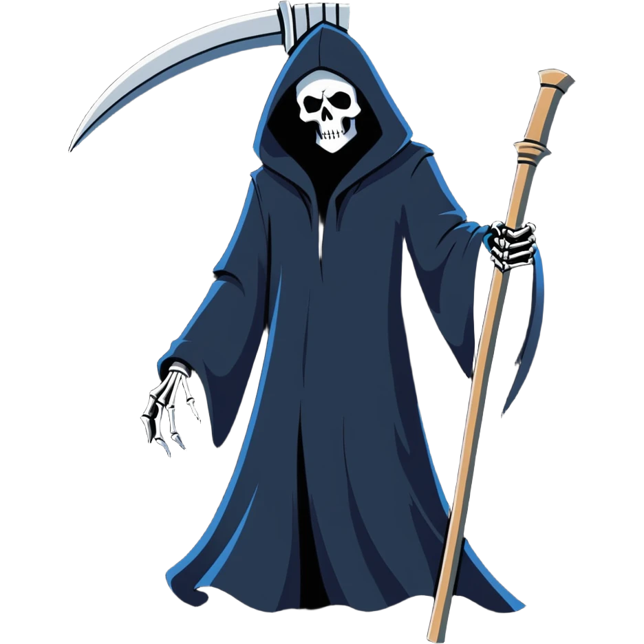 grim reaper inspired by Fortnite, dramatic pose emoji
