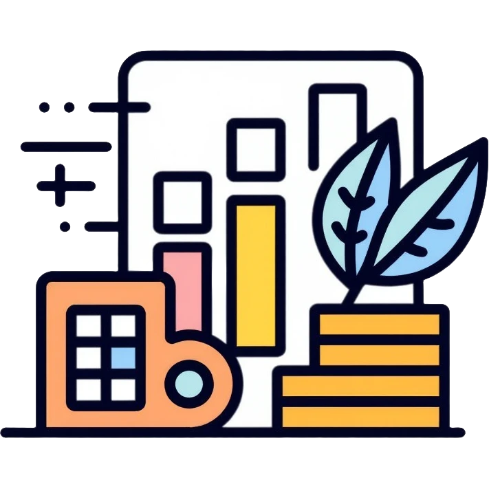 financial advisor with charts, calculator and money emoji