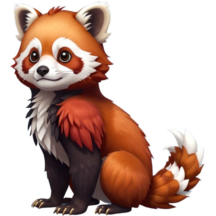 Red-Panda-Gryphon-Griffin-Griff-Avian-hybrid, full body, cute, realism, hyper-realistic  emoji