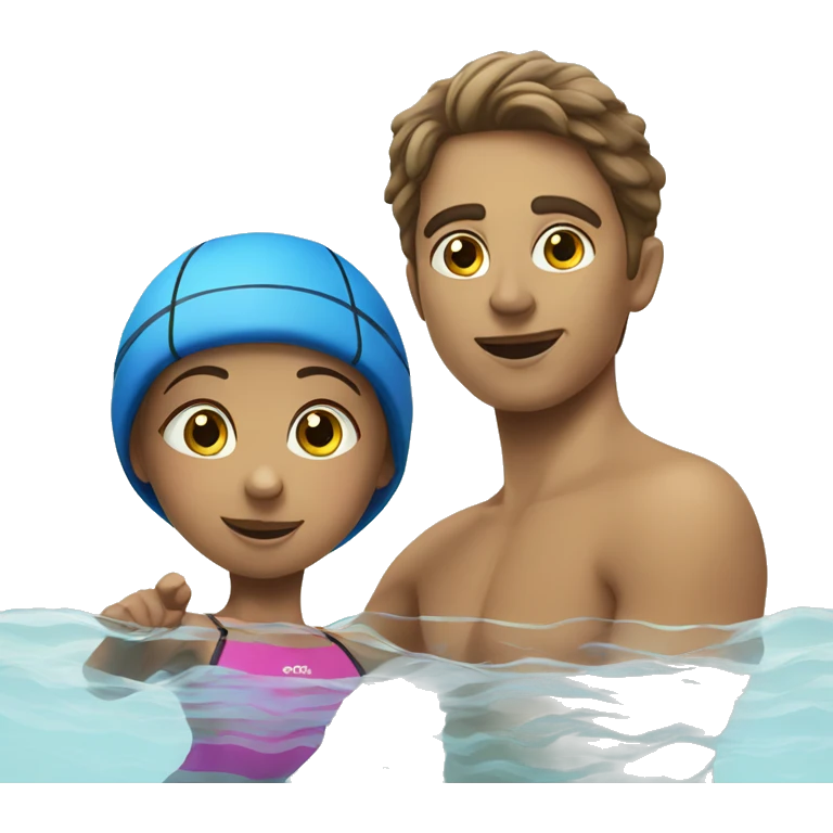 Swimming lessons: kid and adult woman  emoji
