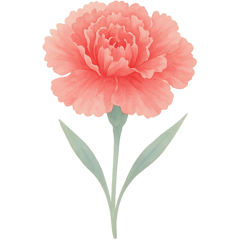 very detailed carnation, delicate ruffled petals, vibrant pink and red hues, soft gradients, realistic botanical details emoji