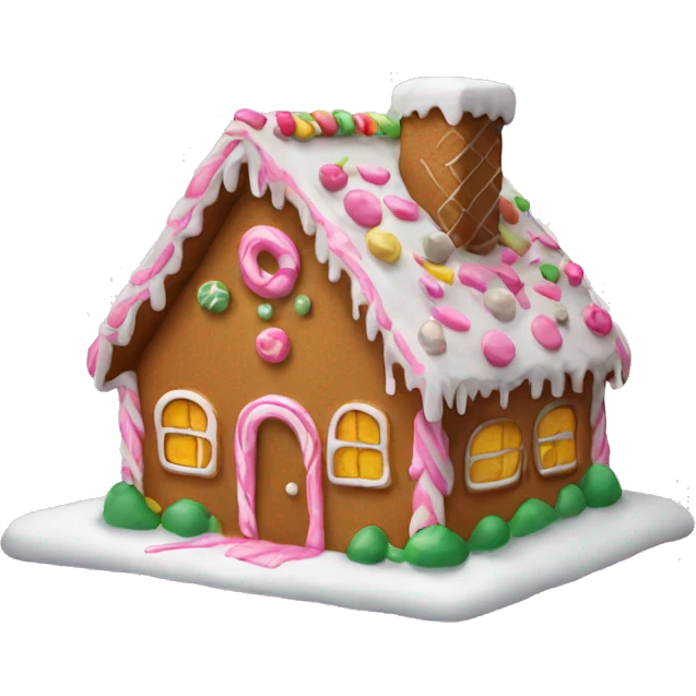 gingerbread house with pink icing  emoji