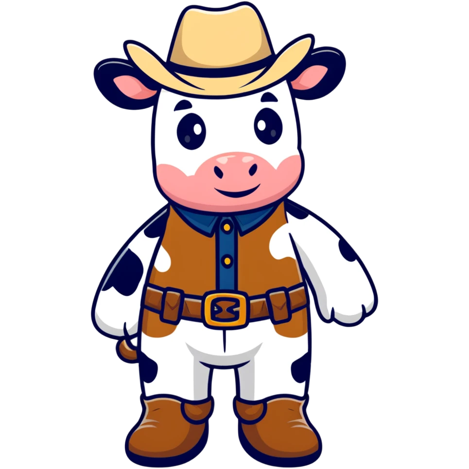 Cow with cowboy boots and a hat emoji