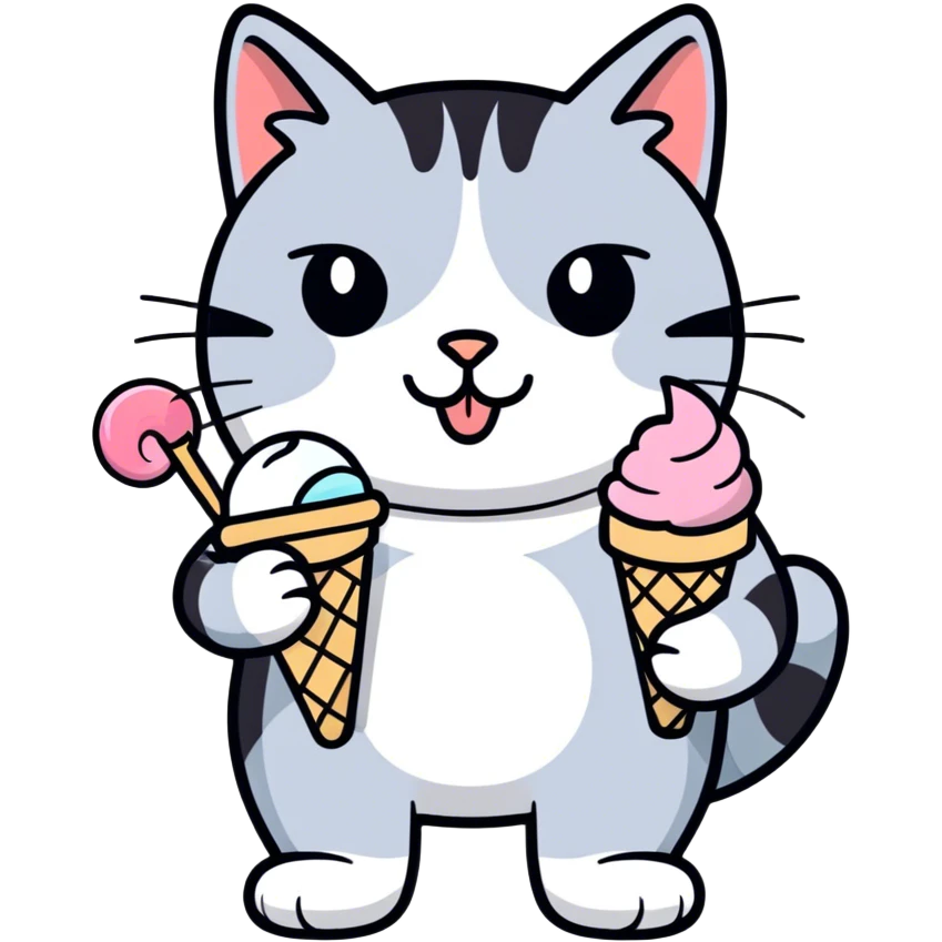 Cat eating ice cream emoji