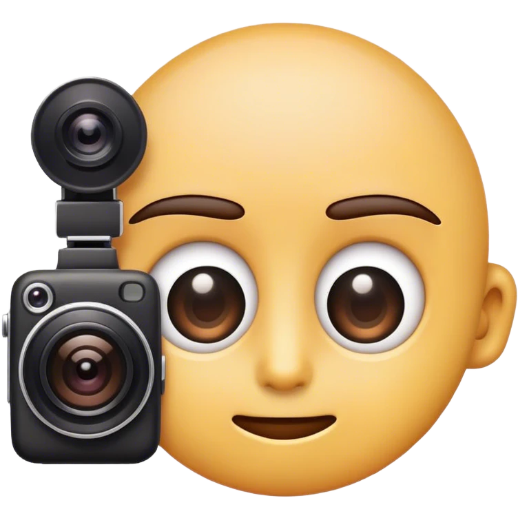 Watching emoji with wide eyes, small camera beside, simple style emoji