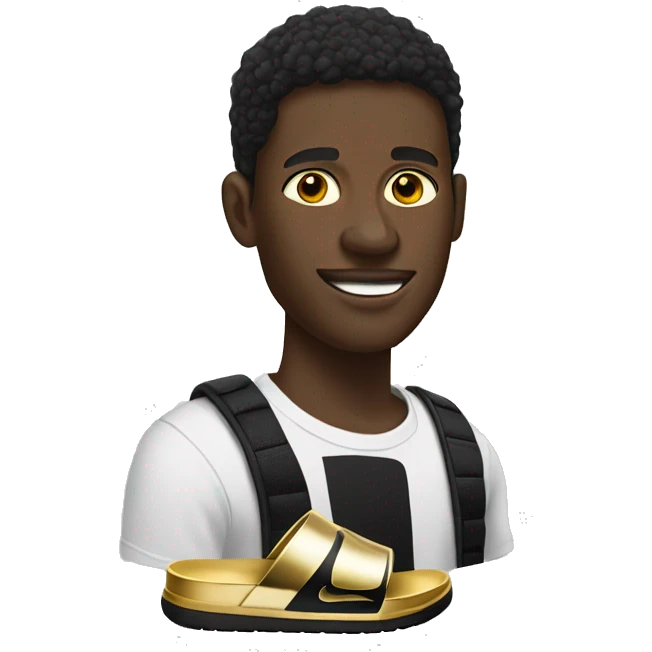 Black dude with gold grill in Nike slides emoji