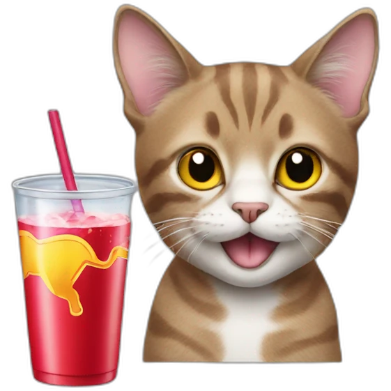 cat with a red bull drink emoji