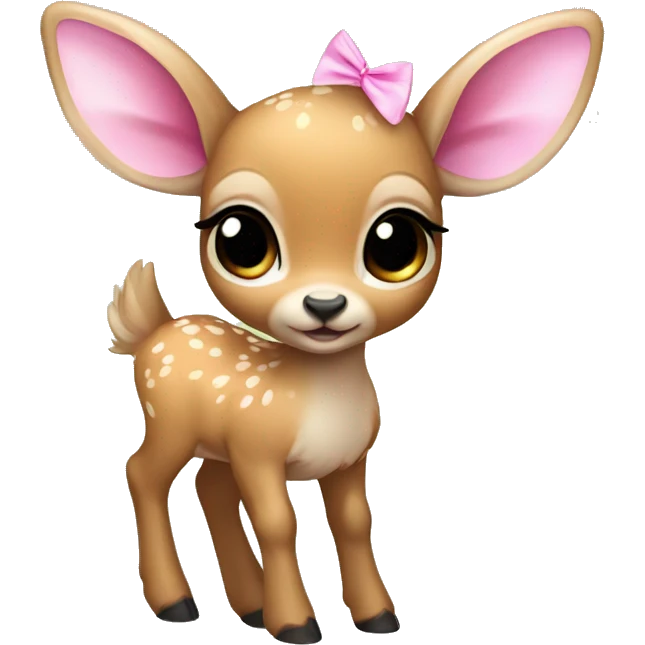 baby deer with fairy wings and a pink bow around its neck  emoji