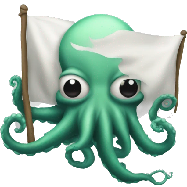 A kraken holding a white banner emoji