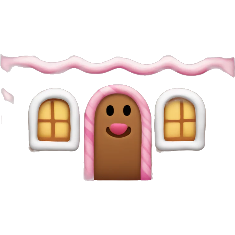 A pink gingerbread house emoji