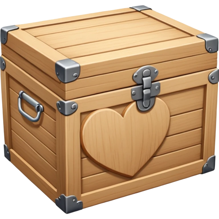 wooden box emoji, closed box with natural wood finish, subtle grain pattern, bright and clean emoji