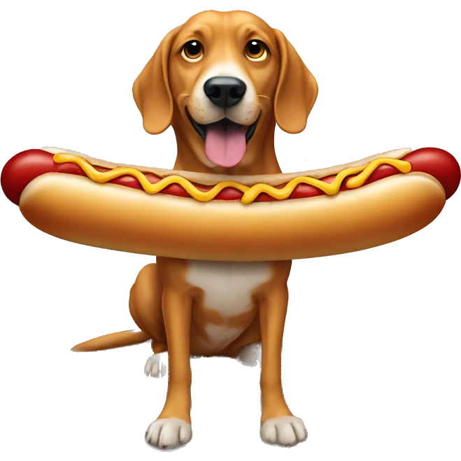 dog with very big hotdog emoji