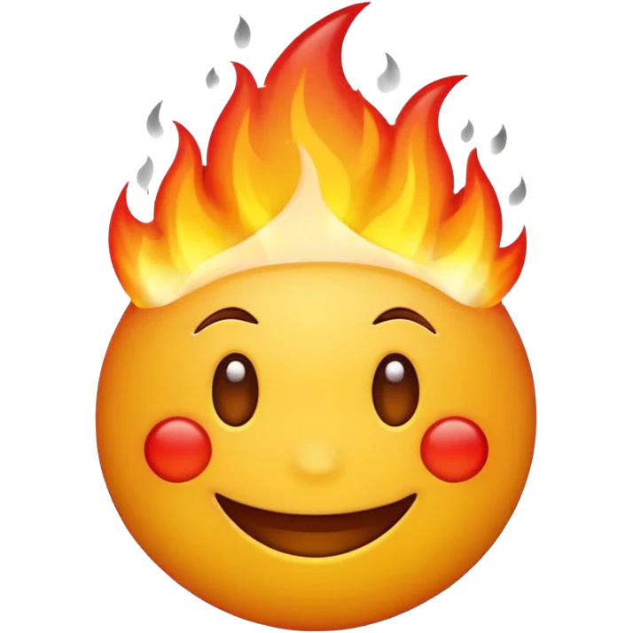smiling yellow emoji with fire surrounding them emoji
