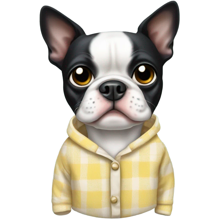 Boston terrier wearing pajamas emoji