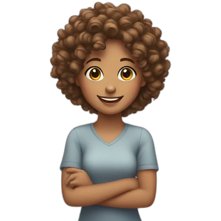 Girl with curly hair smiling  emoji
