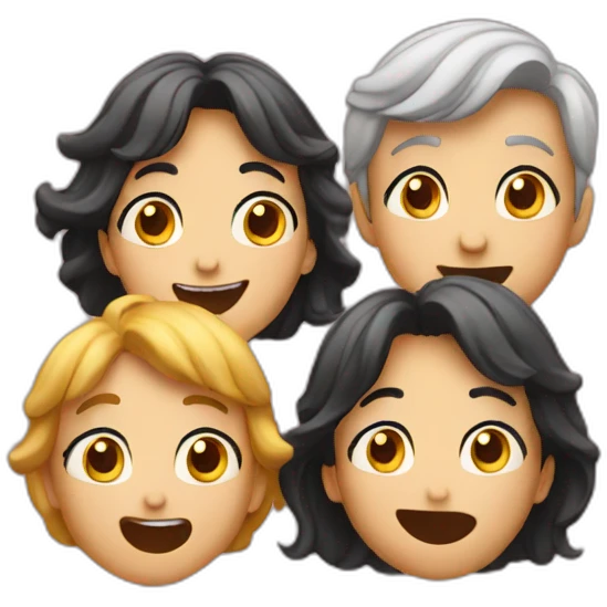 4 persons happily surprised emoji