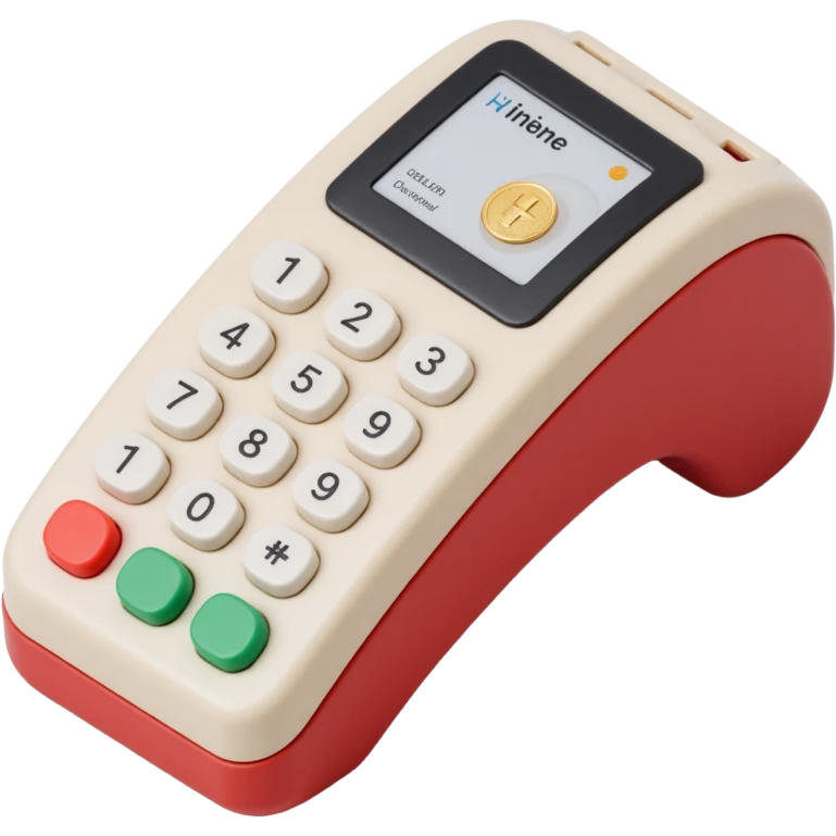 realistic credit card with a payment terminal, skeuomorphism style emoji