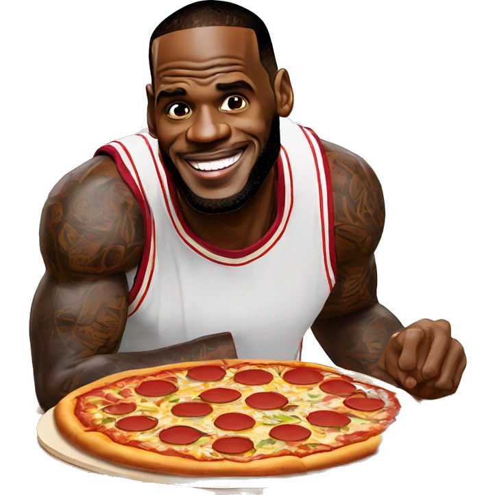 LeBron, James, qui mange une pizza pizza emoji