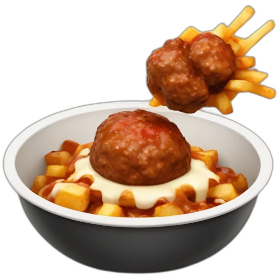 Poutine shooting meatballs emoji