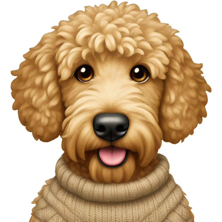 Tan golden doodle with sweater  emoji