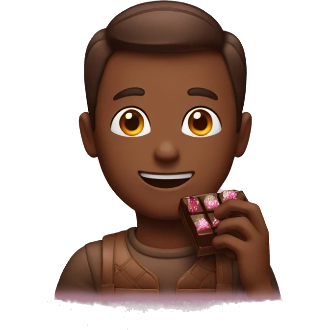 Man eating chocolate emoji