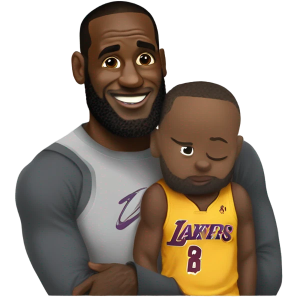 LeBron James kissing a dwarf emoji