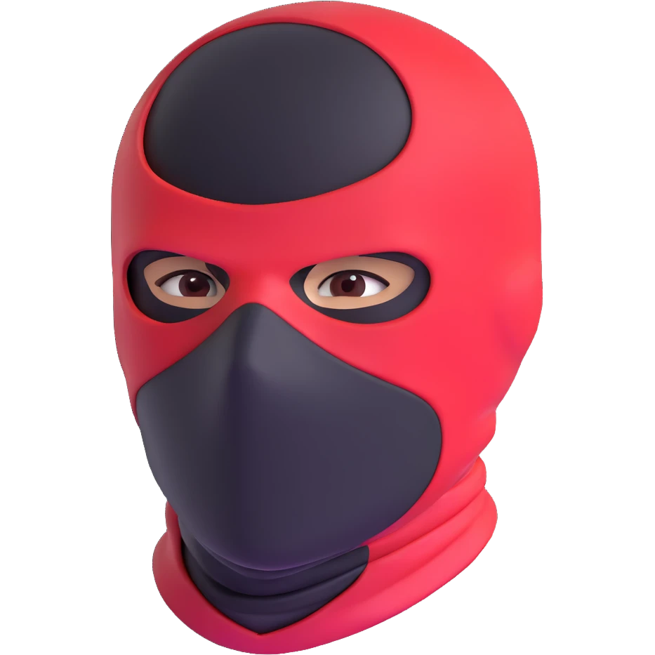 red and black ski mask emoji