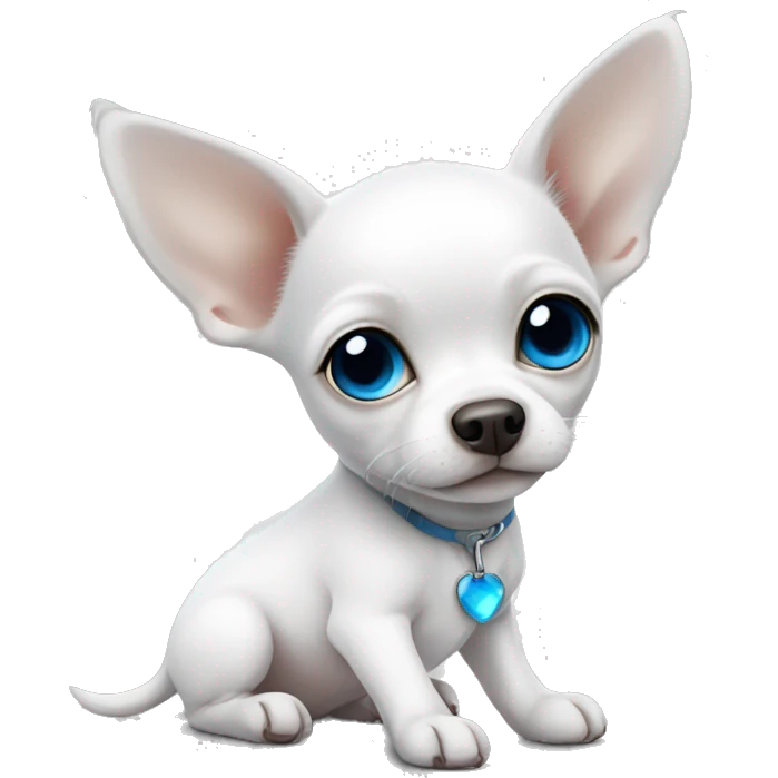 White Chihuahua puppy with blue eyes  emoji