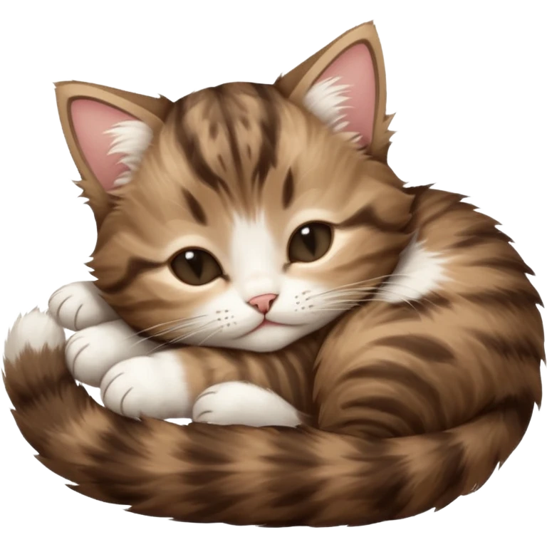 dark brown tabby and white kitten upside down sleeping emoji