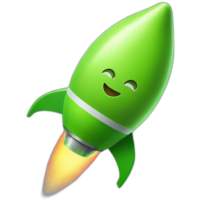 green apple on a rocket ship emoji