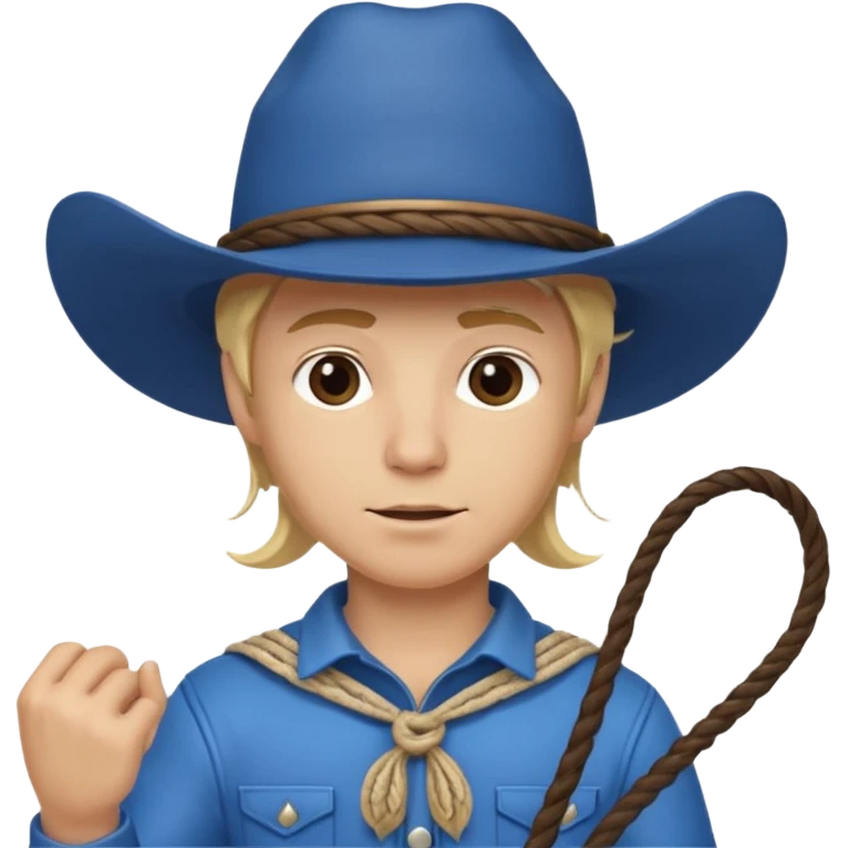 Cowboy blonde hair with blue hat and lasso emoji