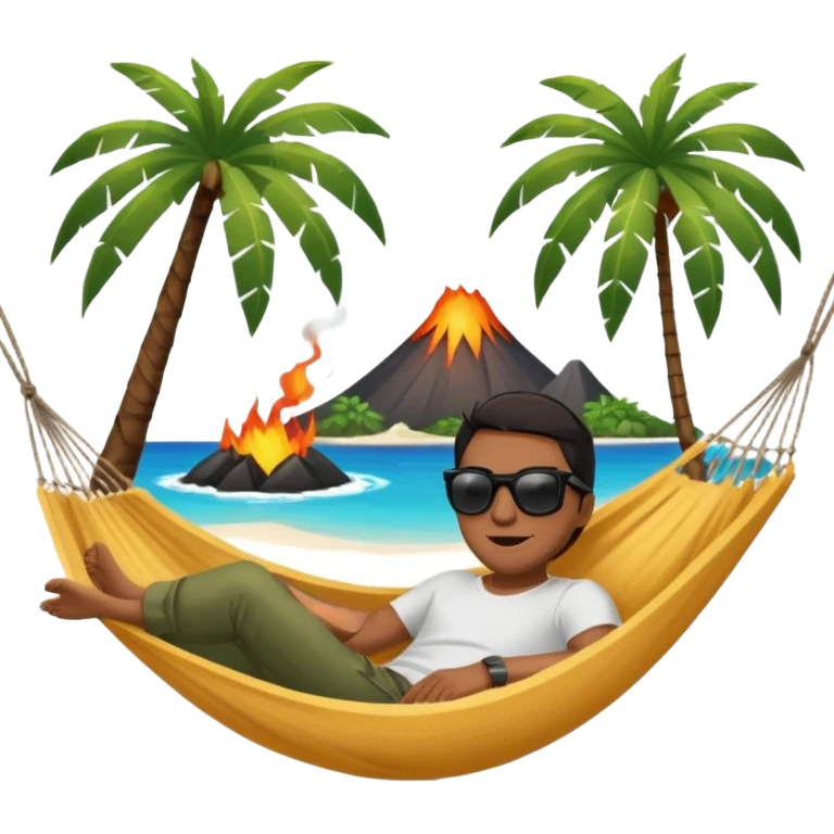 palm tree with hammock in Volcano Island emoji
