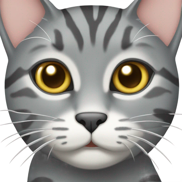 Grey tabby cat with white nose and mouth emoji