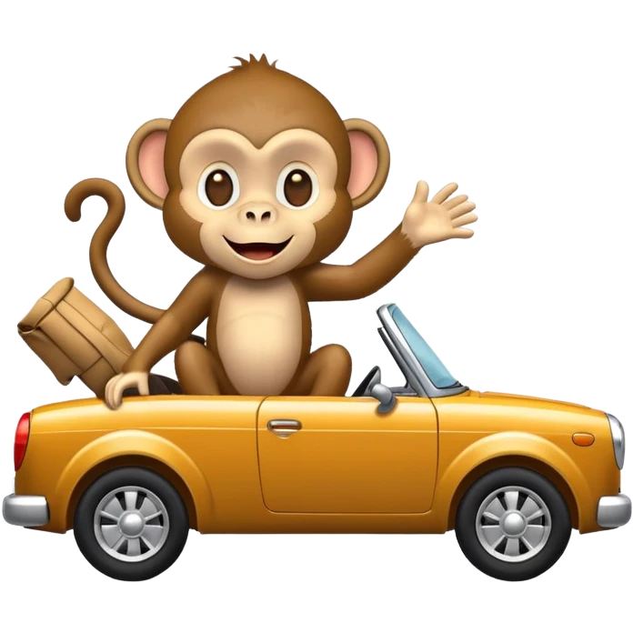 Monkey on a car emoji