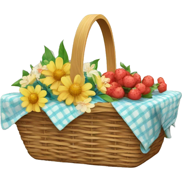 picnic basket with flowers emoji