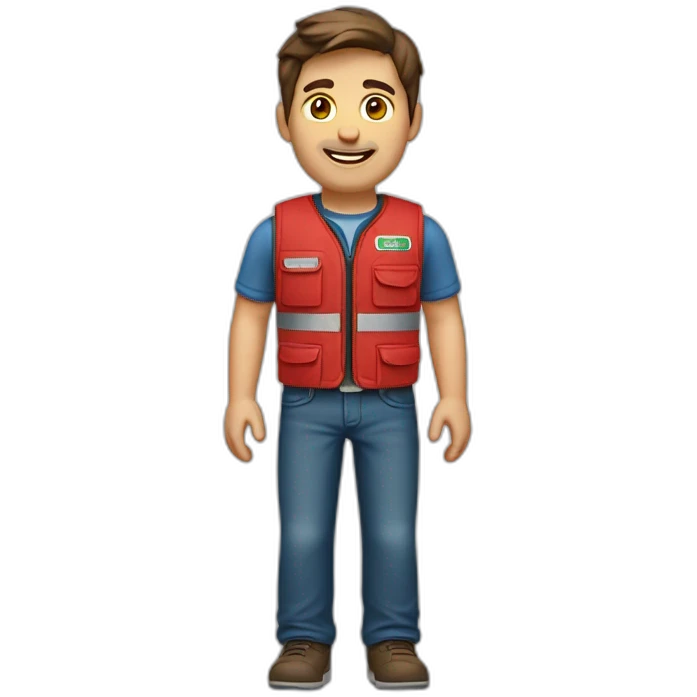 Guy with brown hair in Lowe’s red vest emoji