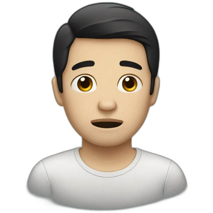 black haired white man crying with tears emoji