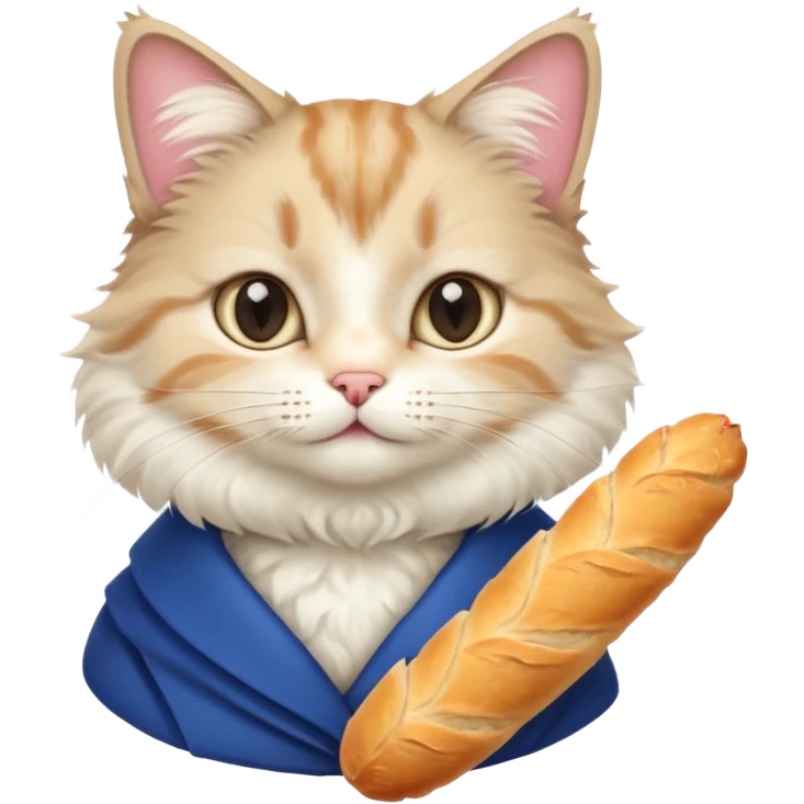 French cat with baguette  emoji