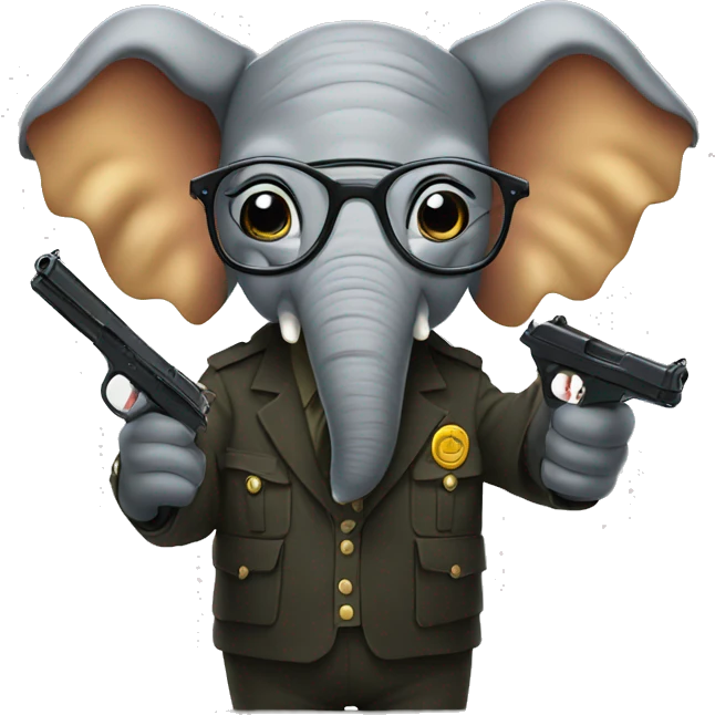 elephant in glasses with guns emoji